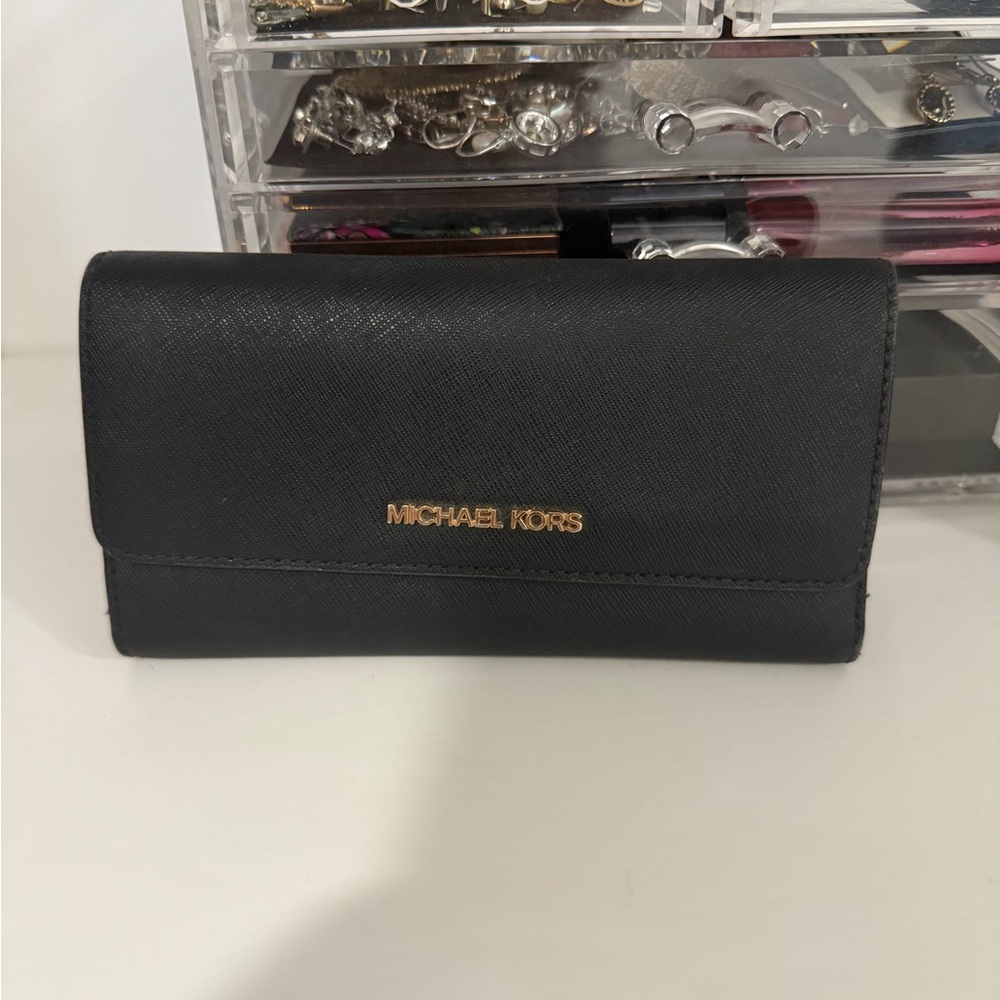 Michael Kors Black Wallet with Gold Logo